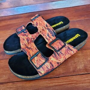 Loudmouth Sandals Slides Men 11 Fire Flames Frankie Buckle Slip On Casual Beach